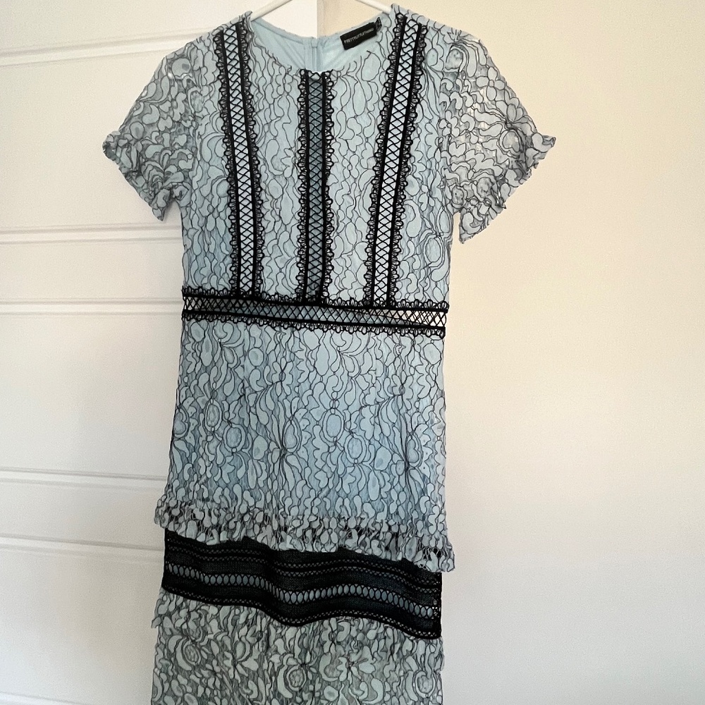 Blue and black cutout dress